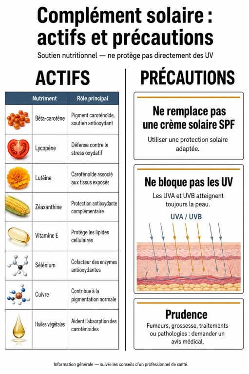 Complément alimentaire solaire : actifs clés et précautions à connaître