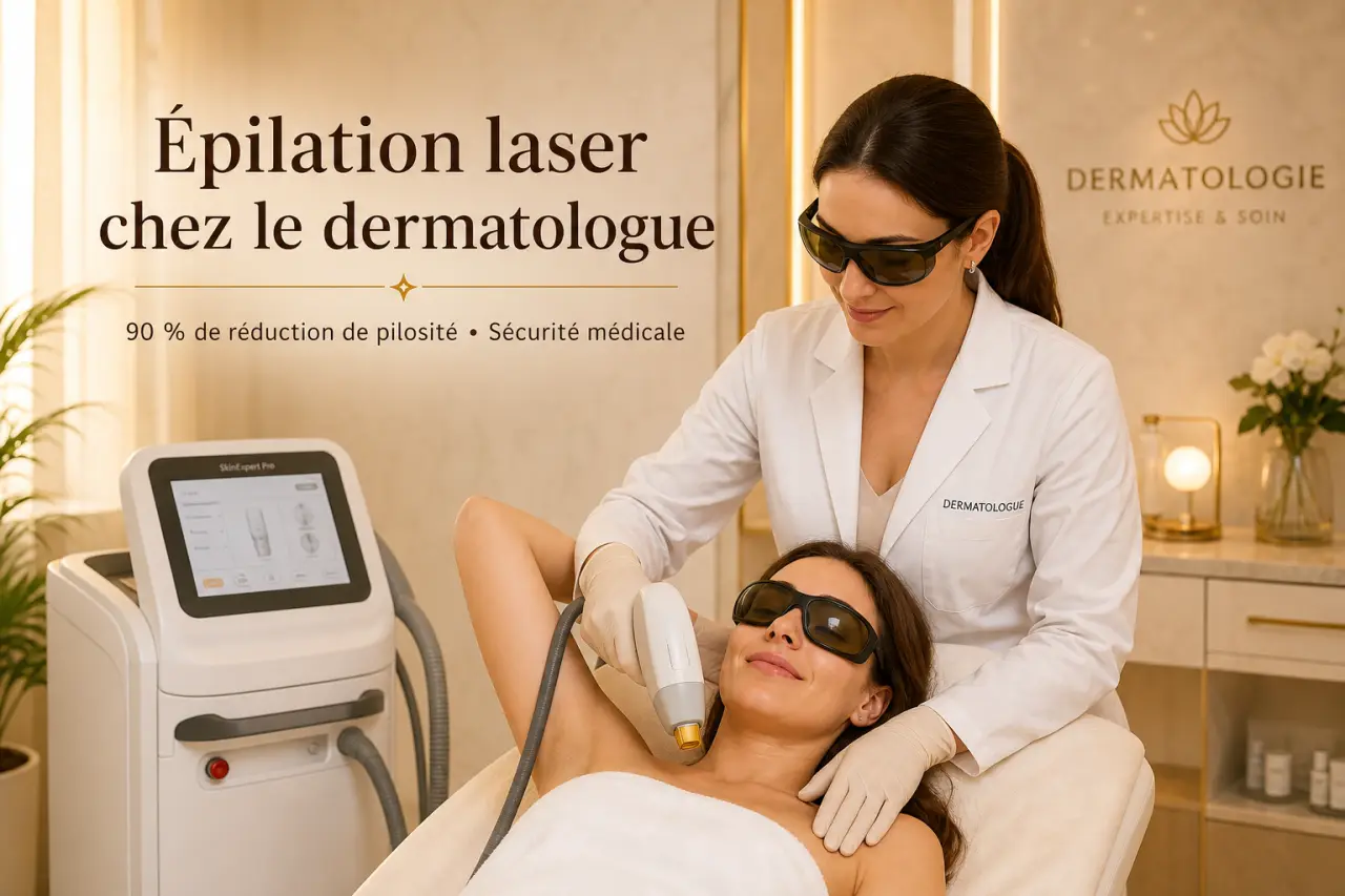 Épilation laser chez le dermatologue : 90 % de réduction de pilosité et sécurité médicale