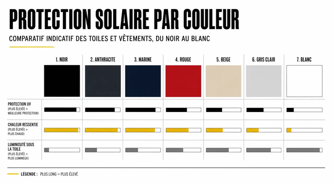 Quelle est la couleur qui protège le mieux du soleil : classement visuel des couleurs de protection UV