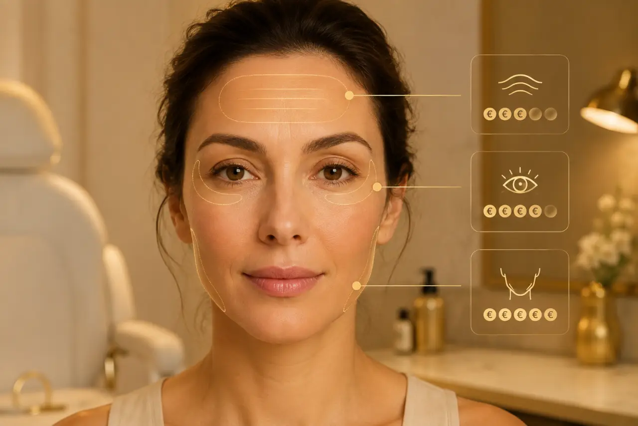 Botox sur tout le visage : pourquoi le front, le regard et la mâchoire ne coûtent pas le même prix