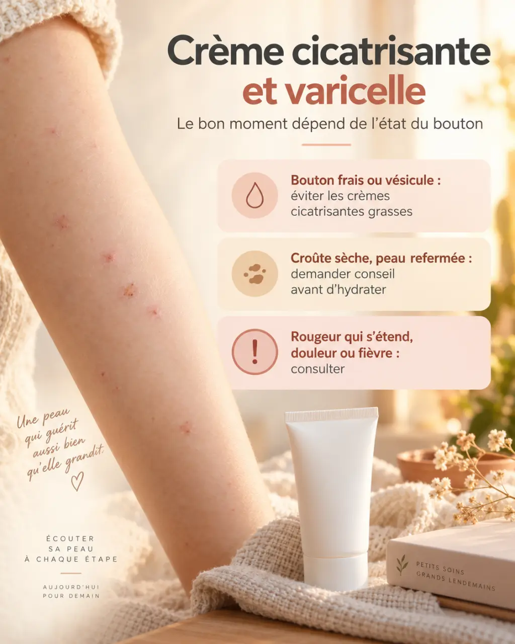 Crème cicatrisante pour la varicelle : le bon moment dépend de l’état du bouton
