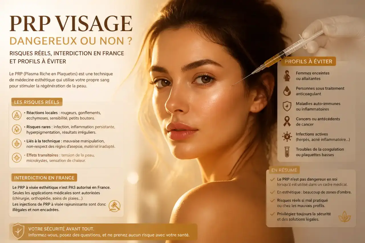 PRP visage dangereux ou non ? Risques réels, interdiction en France et profils à éviter