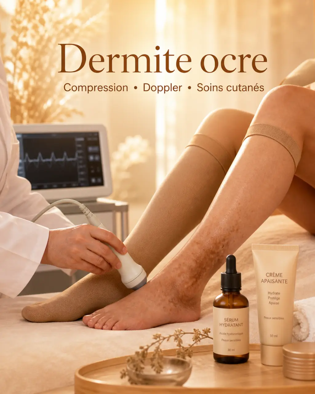 Dermite ocre : compression, Doppler et soins cutanés pour limiter les taches