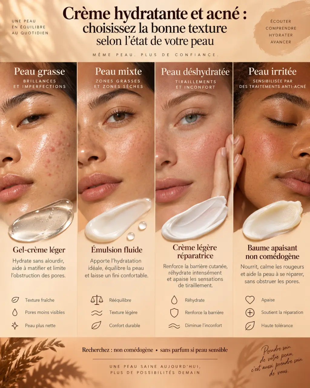 Crème hydratante et acné : choisissez la bonne texture selon l’état de votre peau