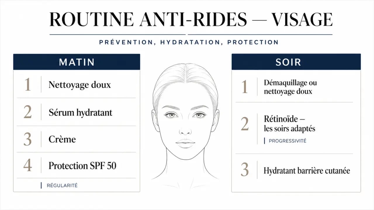Visage sans rides : routine matin et soir pour protéger, hydrater et lisser la peau