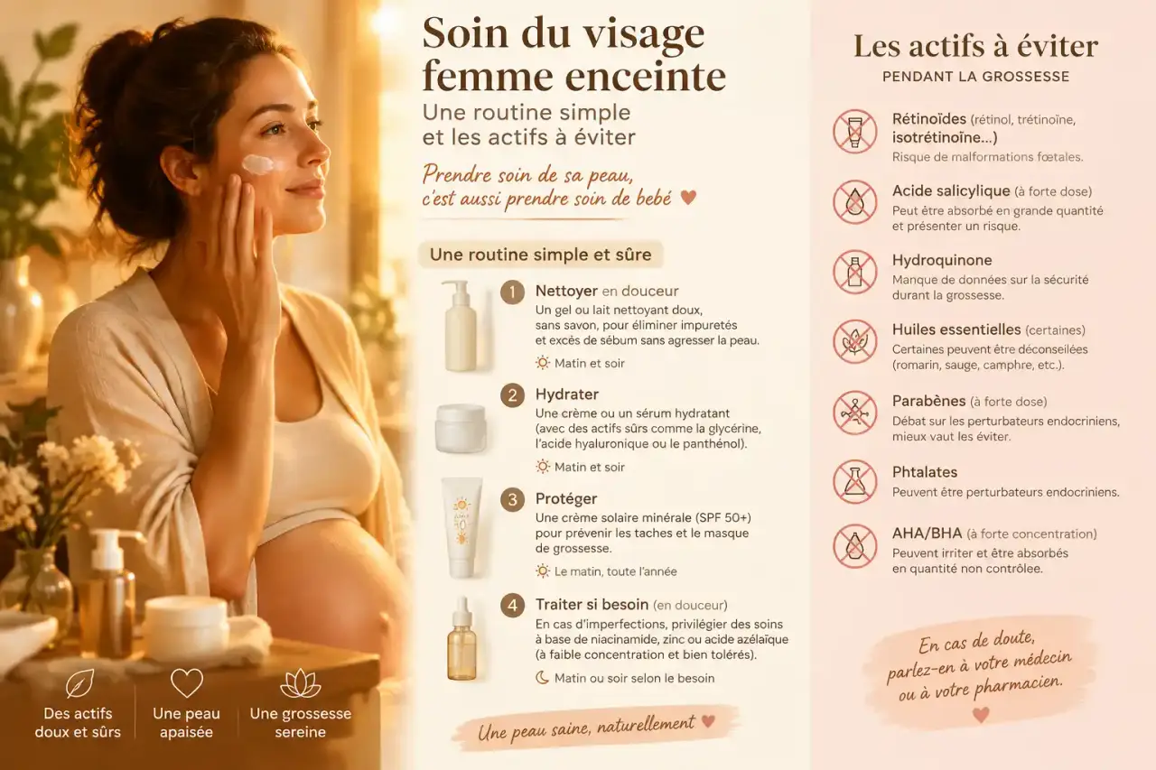 Soin du visage femme enceinte : une routine simple et les actifs à éviter