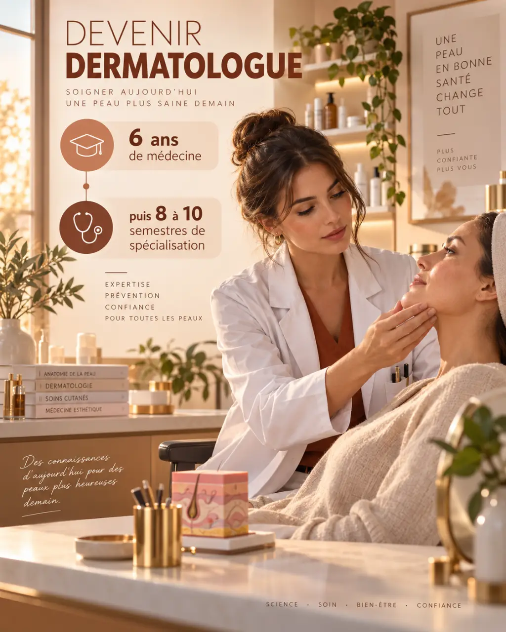 Devenir dermatologue : 6 ans de médecine, puis 8 à 10 semestres de spécialisation