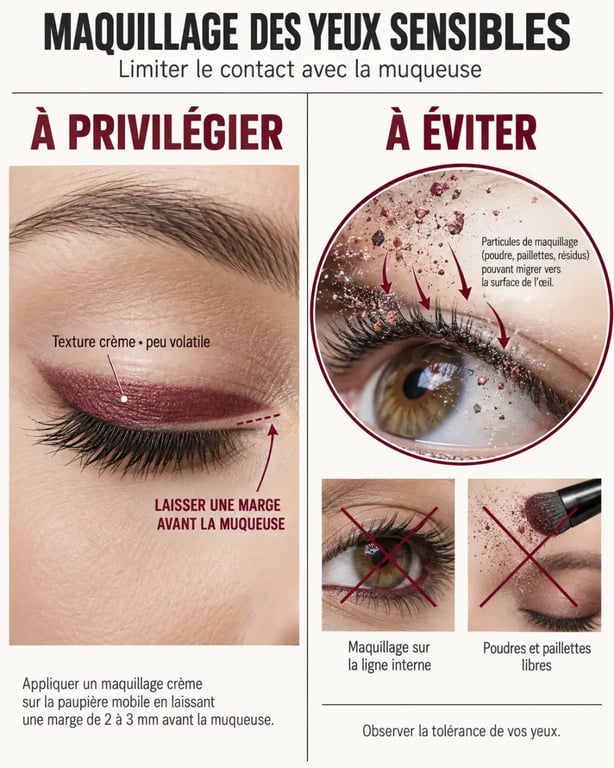 Zones à éviter et particules à limiter avec un maquillage yeux allergiques